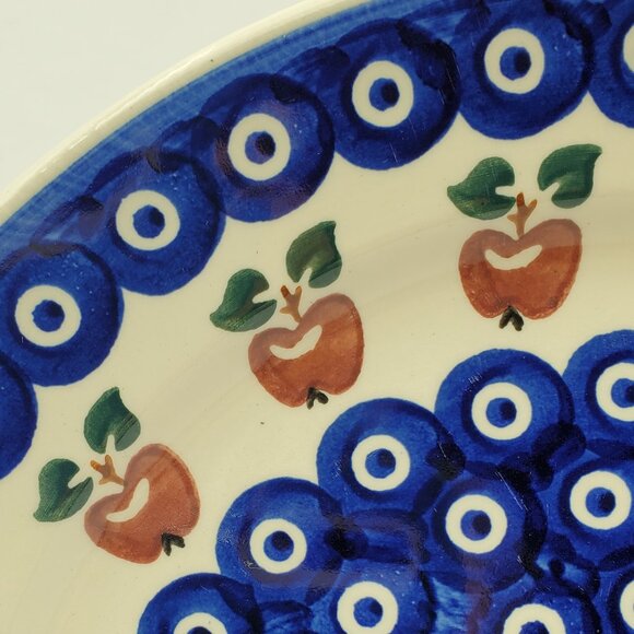 Polish Pottery Wiza Peacock Apple Dinner Plate Peacock & Apples Luncheon Plate - Picture 6 of 6